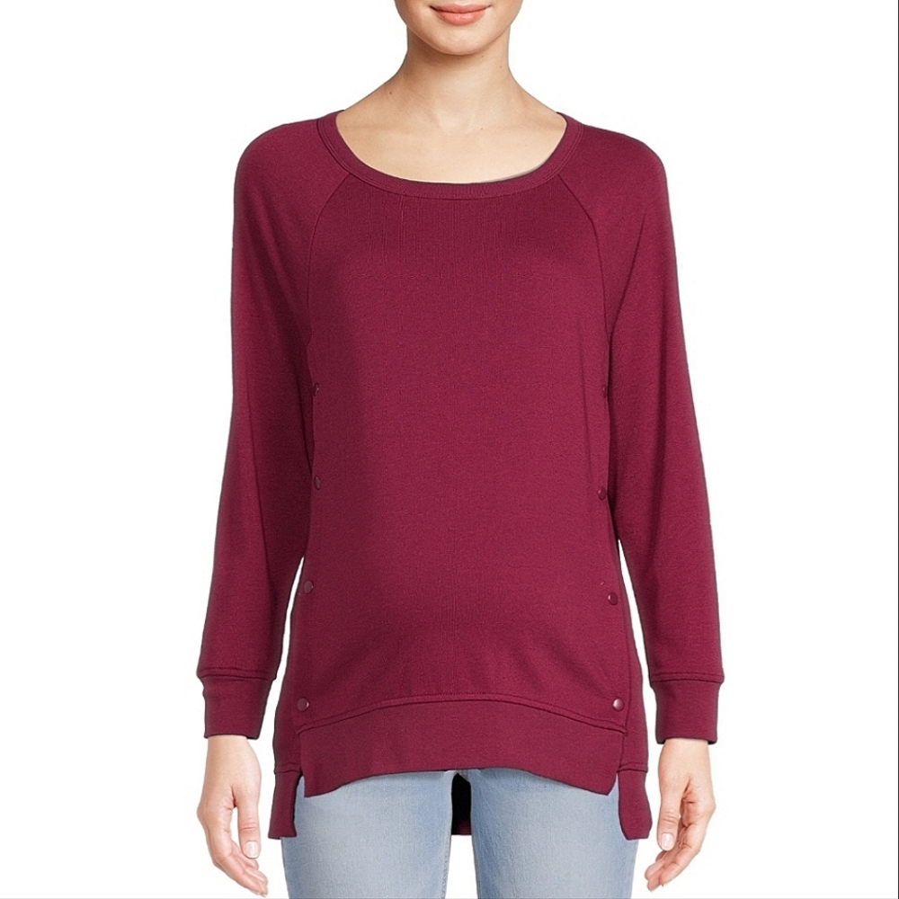 Time and Tru • Maroon • Side Snap • Maternity Sweatshirt
